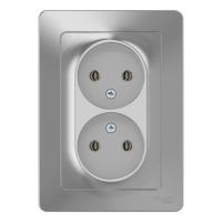 Розетка двухпостовая Schneider Electric Blanca без заземления алюминий