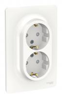 Розетка двухпостовая Schneider Electric Unica с заземлением с защитными шторками белая