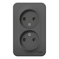 Розетка двухпостовая Schneider Electric Blanca без заземления антрацит