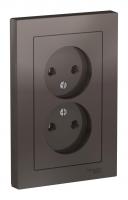Розетка двухпостовая Schneider Electric AtlasDesign без заземленмия в сборе мокко
