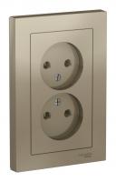 Розетка двухпостовая Schneider Electric AtlasDesign без заземленмия в сборе шампань