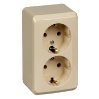 Розетка двухпостовая Schneider Electric Этюд с заземлением бежевый